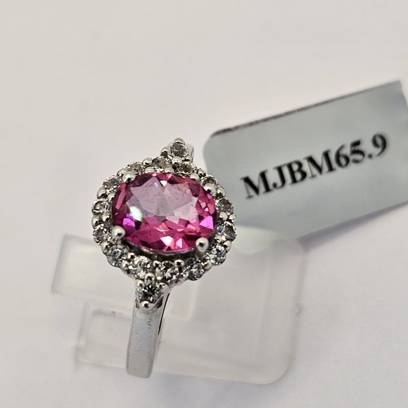 Genuine Pink & White Topaz Ring Sterling Silver Size 9! NWT - Picture 16 of 17
